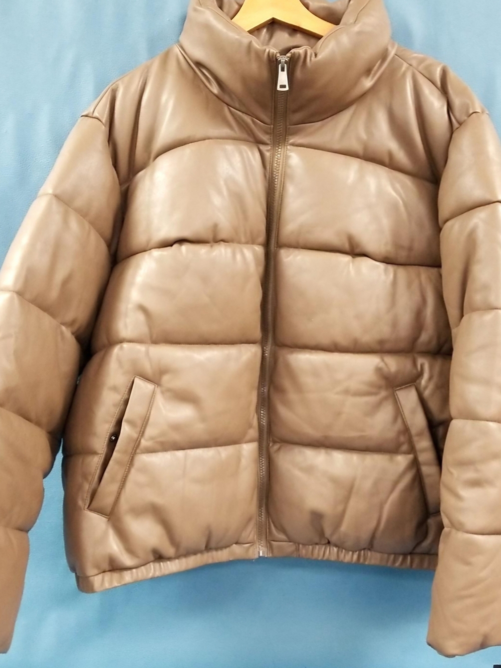 SEBBY COLLECTION Brown Faux Leather Puffer Coat Jacket NWT Ladies 2X